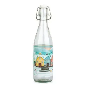 TORO Sklenená fľaša s patentným uzáverom TORO 1l dedinka