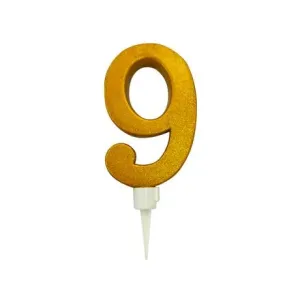 TORO Tortová sviečka číslica "9" TORO zapichovacia 16cm zlatá