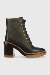 Členkové topánky Tory Burch Miller dámske, zelená farba, na podpätku, #8561147