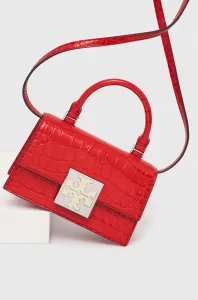 Kožená kabelka Tory Burch červená farba