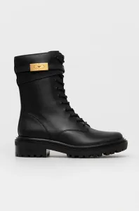Kožené členkové topánky Tory Burch dámske, čierna farba, na platforme #5001447