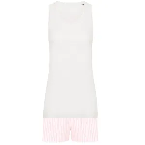 Towel City Dámske krátke pyžamo v sade - Biela / ružová | L