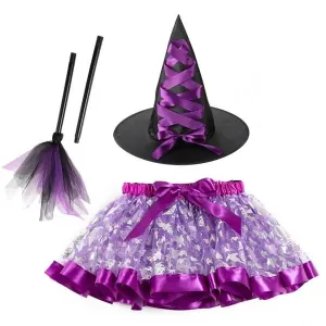4431_1 Halloweensky kostým - Čarodejnica (3-6 rokov) Cyklámenová