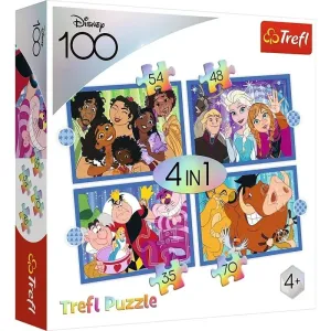 TREFL - Puzzle 4v1 - Šťastný svet Disney / Disney 100