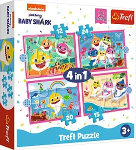 TREFL - Puzzle 4v1 - Žraločia rodina / Viacom Baby Shark