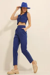 Trend Alaçatı Stili Women's Midnight Blue High Waist Carrot Pants #9102259