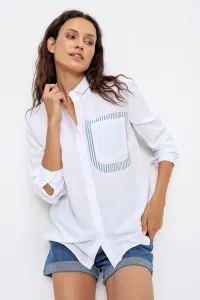 Trend Alaçatı Stili Women's White Open Back Asymmetrical Cut Woven Shirt