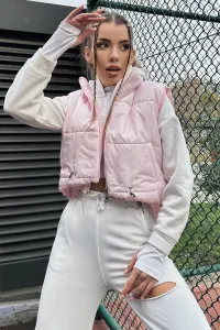 Trend Alaçatı Stili Dámska ružová nafukovacia vesta s dvojitým vreckom s plne vyplneným pásom, nastaviteľná