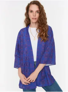 Trendyol Navy Blue Geometrický vzor Tkaný šifón Kimono & Caftan