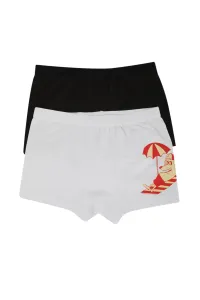 Trendyol Black and White Printed 2-Pack Boy Knitted Boxer- #5019789