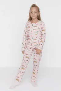 Trendyol Pink Printed Girls Knitted Pajamas Set #5346043