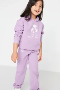 Trendyol Lilac Printed Girl Knitted Tracksuit Set