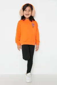Trendyol Orange-Black Printed Girl Knitted Top-Top Set #5015500