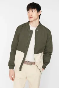 Trendyol Limited Edition Béžová pánska bomberka golier s dlhým rukávom farebný blok dvojitá vrecková bunda