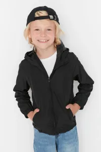 Trendyol Black Hooded Boy With Pocket Detailed Raincoat