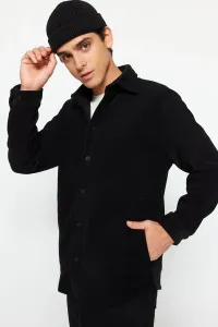 Trendyol Black Unisex Regular Fit bočné vrecko Fleece Hrubá zimná ležérna košeľová bunda #8022919