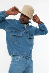 Trendyol Men's Indigo Oversize Double Pocket Denim Jeans Jacket