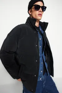 Trendyol Black pánsky oversize fit kabát so stojačikom