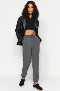 Trendyol Anthracite Loose Jogger High Waist Cut Out Detailed Thick Knitted Sweatpants #8316991