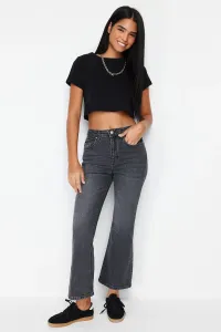 Trendyol Anthracite More Sustainable High Waist Crop Flare Jeans