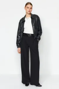 Trendyol Čierne pásové široké nohavice tkané #8716294