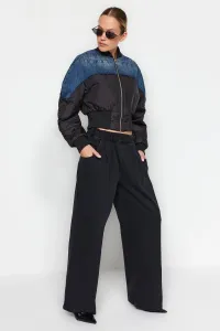 Trendyol Black elastický pás vysoký pás široké nohavice džínsy #8292938