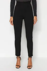 Trendyol Black Gathering vysoký pás rebrovaný elastický pás slim fit hrubé pletené nohavice #8713088