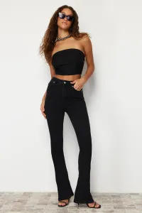 Trendyol Black High Waist Skinny Flare Jeans with Leg Detail #8965826