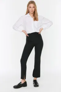 Trendyol Čierne drobné tkané nohavice s vysokým pásom #2805976