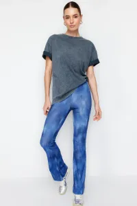 Trendyol Blue Abstract Pattern Flare/Flare Elastic Trousers #9231095