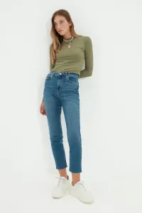 Trendyol Blue Cut-Off High Waist Slim Fit Jeans #4865479