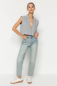 Trendyol Blue Faded Effect Vintage Mom džínsy s vysokým pásom