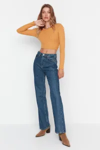 Trendyol Blue Udržateľnejšie dlhé rovné džínsy s vysokým pásom