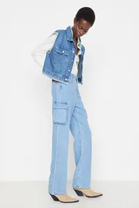 Trendyol Blue High Waist 90's Wide Leg Jeans with Cargo Pocket #5019696