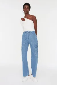 Trendyol Blue High Waist Wide Leg Jeans with Cargo Pocket