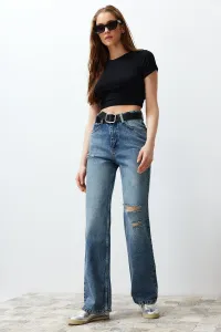 Trendyol Blue More Sustainable Ripped High Waist Wide Leg Jeans #9369694