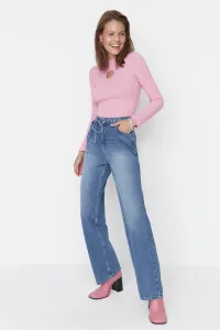 Trendyol Blue Piping Detailed High Waist 90's Wide Leg Jeans #776903