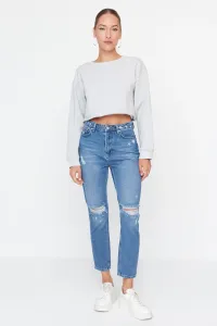 Trendyol Blue Ripped Detailed High Waist Mom Jeans #685319