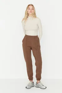Trendyol Brown Rib Stitching Thick Knitted Sweatpants With Fleece Inside #4759461