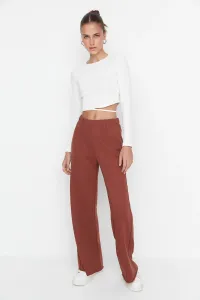Trendyol Brown Wide Leg Ribbed Thick Knitted Sweatpants #774349