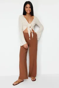 Trendyol Cinnamon Straight/Straight Cut Elastic Modal Content Trousers at the Back