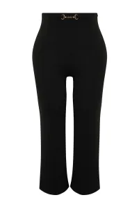 Trendyol Curve Black Accessory Detail Wide Cut Knitted Trousers