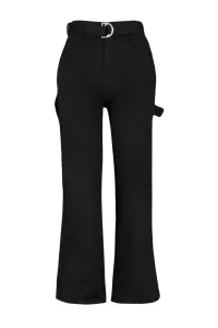 Trendyol Curve Čierne džínsy širokého strihu s vysokým pásom s opaskom