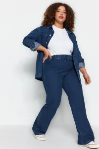 Trendyol Curve modré džínsy širokého strihu s vysokým pásom