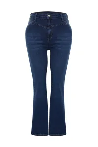 Trendyol Curve Blue Stitch Detail Flare Fit Denim Jeans