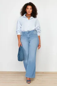 Trendyol Curve Light Blue Stitching Detailed Flare Fit Denim Jeans