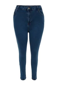 Trendyol Curve Modré s vysokým pásom flexibilné úzke džínsy