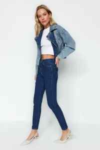 Trendyol Dark Blue High Waist Skinny Jeans with Shards #9161789