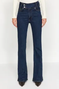 Trendyol tmavomodrý detail pása Svetlé džínsy s vysokým pásom