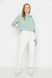 Trendyol Ecru Printed Basic Jogger Thin, Fleece Knitted Sweatpants #4658618